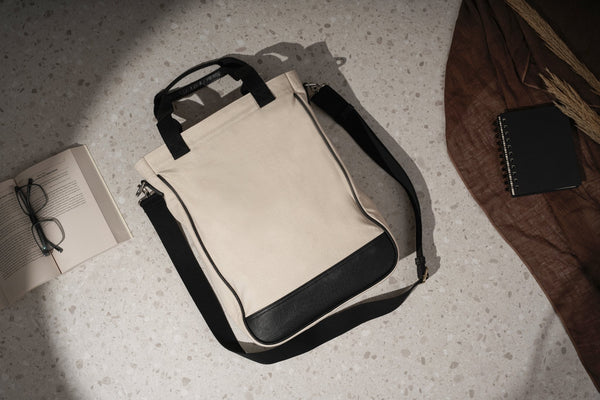 Canvas Tote with Shoulder Strap in ORVA plant-based material – view 1