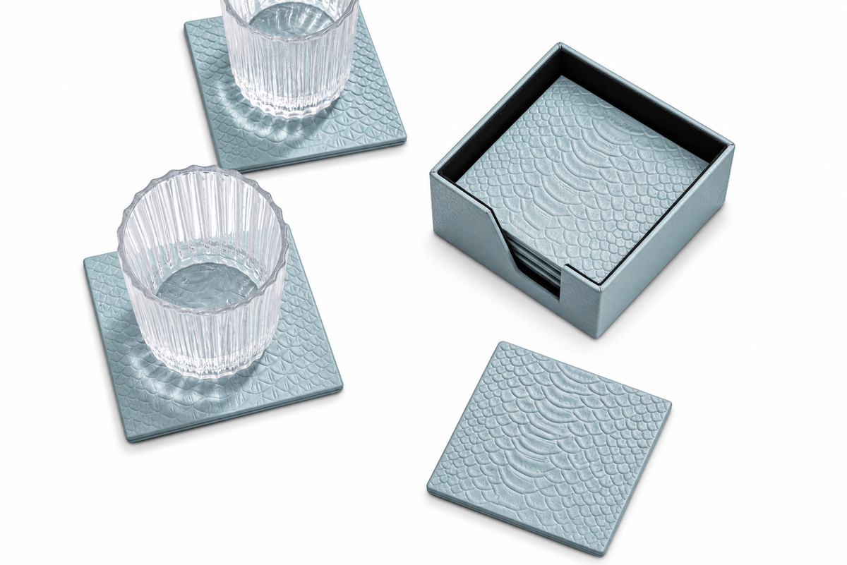 Coaster Set of 6 with Holder in ORVA plant-based material – view 1