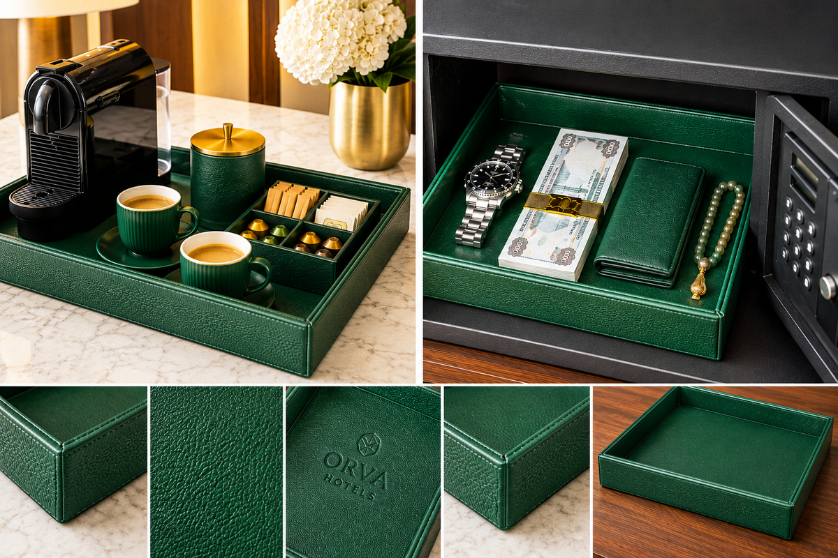 Coffee & Safe Tray Set in ORVA plant-based material – view 1
