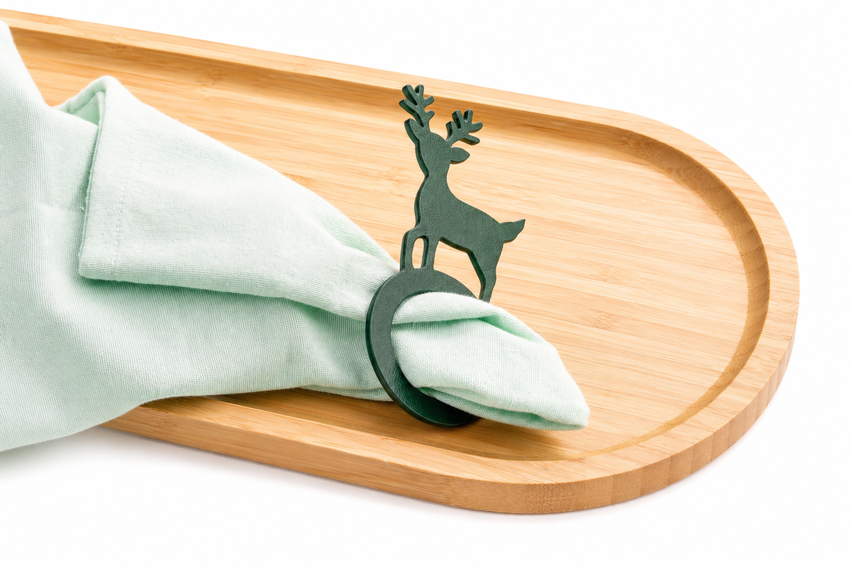 Deer Silhouette Napkin Ring in ORVA plant-based material – view 1