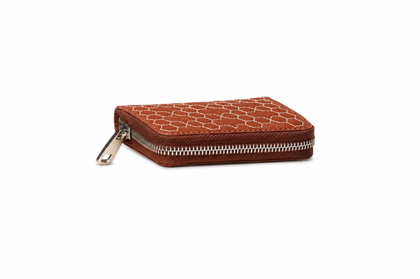 Embroidered Mini Zip-Around Purse in ORVA plant-based material – view 1