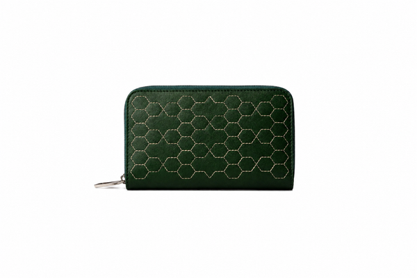 Embroidered Zip-Around Purse in ORVA plant-based material – view 1