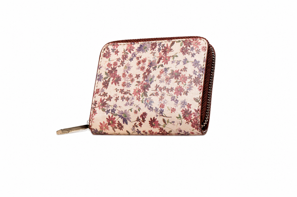 Foil-Print Mini Zip-Around Purse in ORVA plant-based material – view 1