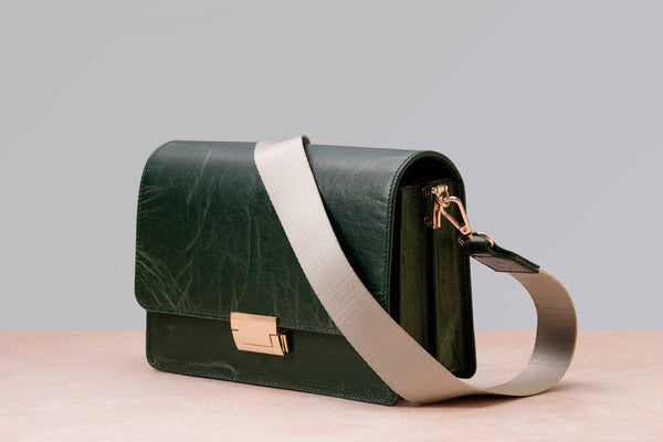 Saddle Bag with Lock Closure in ORVA plant-based material – view 1