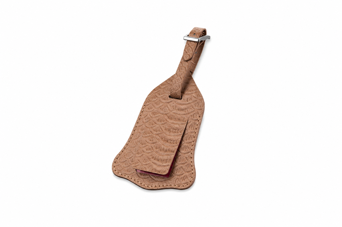 Sculpted Luggage Tag in ORVA plant-based material – view 1